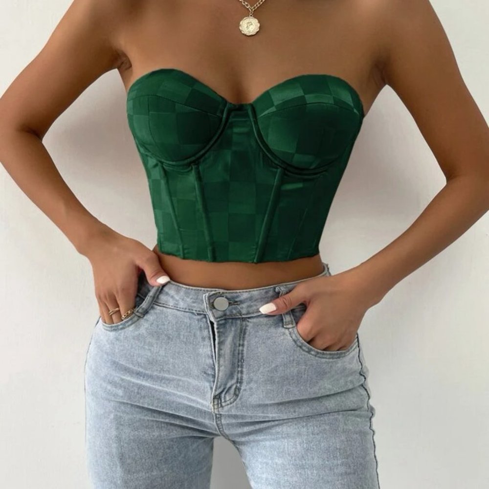 COPY - Satin green corset top
